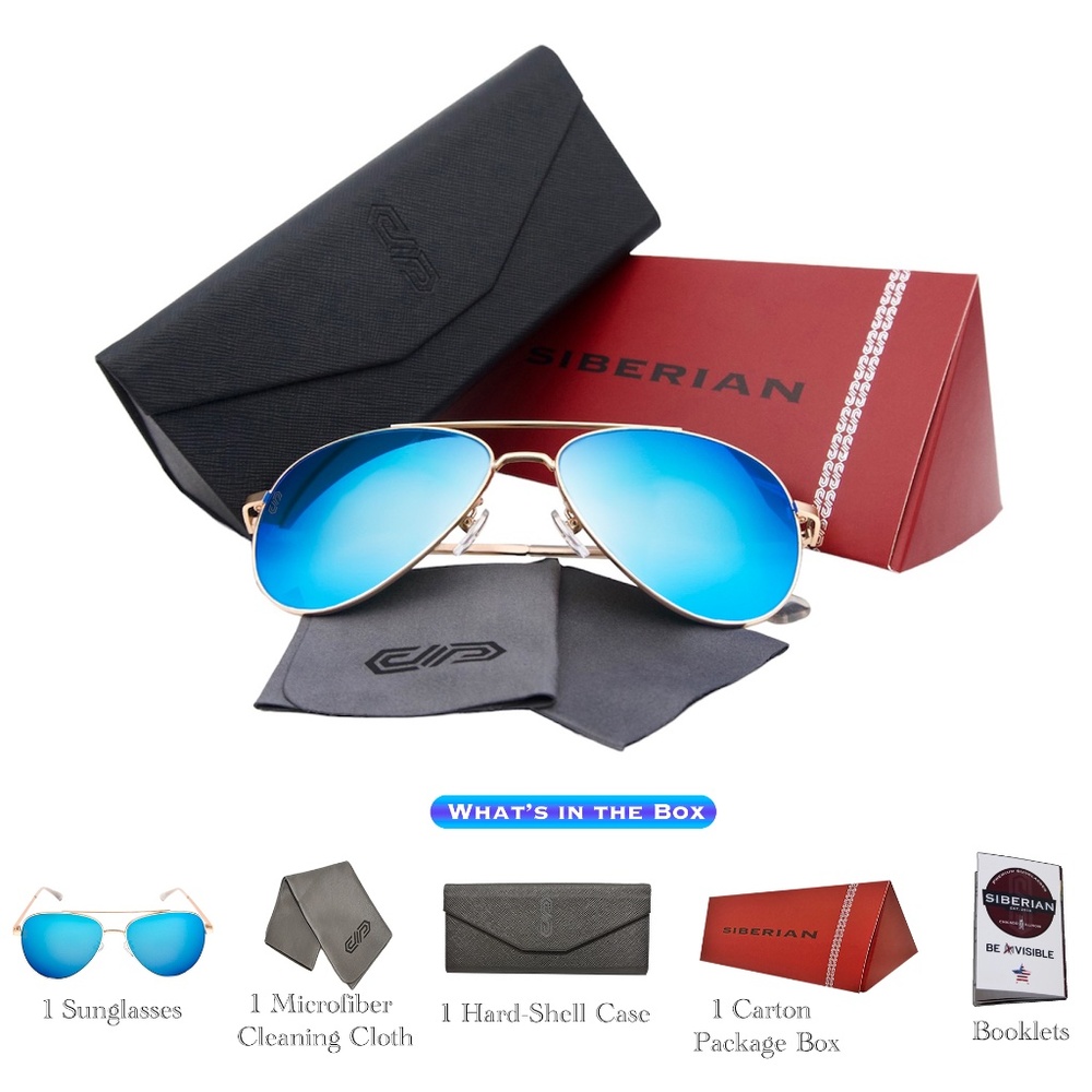 🇺🇸100%Real Glass BLUE Flash GOLD frame Premium Aviator Pilot 60mm Unisex NEW - Picture 16 of 16